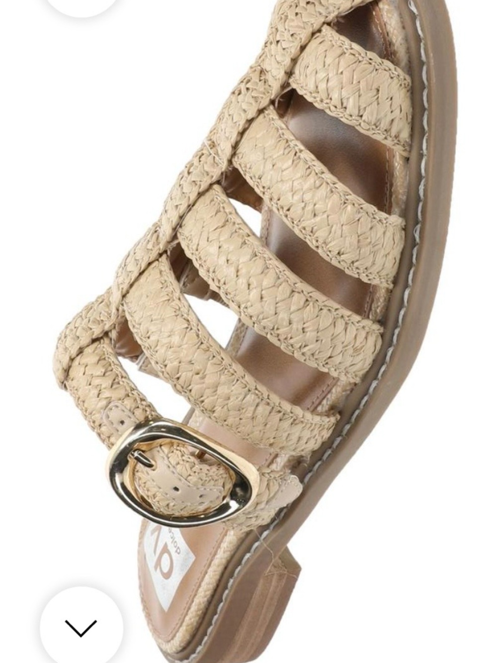 DV by Dolce Vita Beige Braided Leather Slide Sandals with Gold Buckle